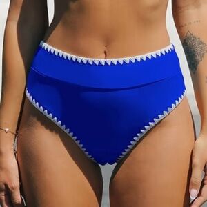 Cupshe Royal Blue Shell Stitch Bikini Bottom - Large